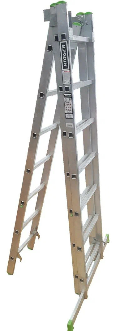 Трехсекционная лестница 3х10 RIGGER 101310, алюминий - фото